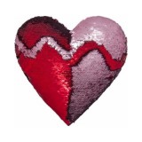 Perna inima cu paiete reversibile rosu/argintiu
